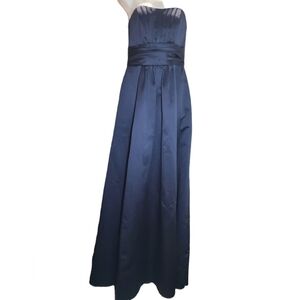 DAVIDS BRIDAL Navy blue strapless formal gown 2